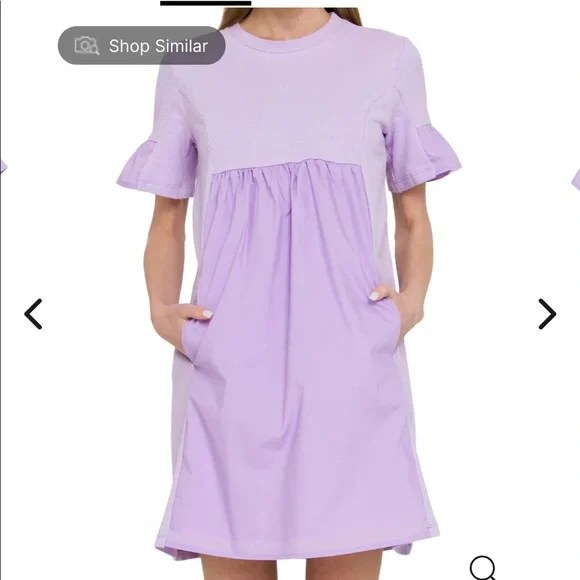English Factory Solid Mini Dress, lilac, size large - Picture 1 of 7